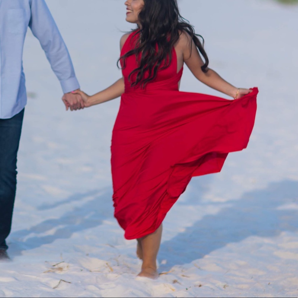 Red flowy dress